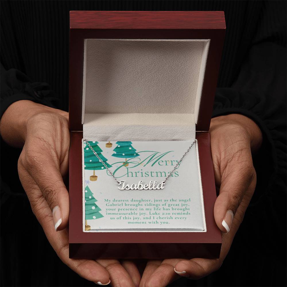 Personalised Name Necklace For Daughter ~Luke 2:10~ (Horizontal)