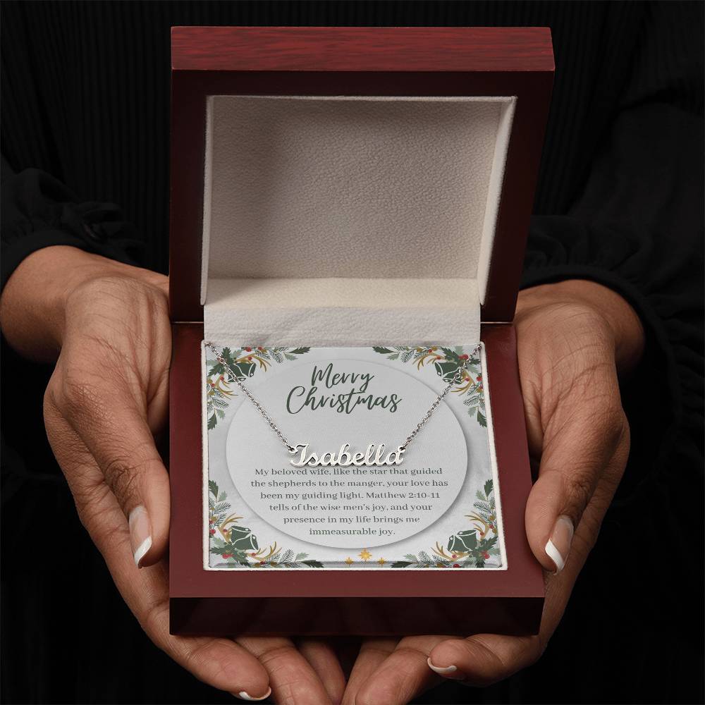 Personalised Name Necklace For Wife ~Matthew 2:10-11~ (Horizontal)