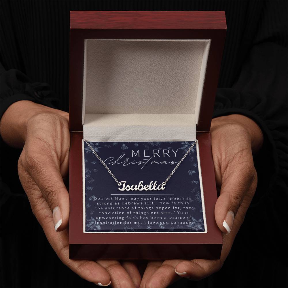 Personalised Name Necklace For Mom ~Hebrews 11:1~ (Horizontal)