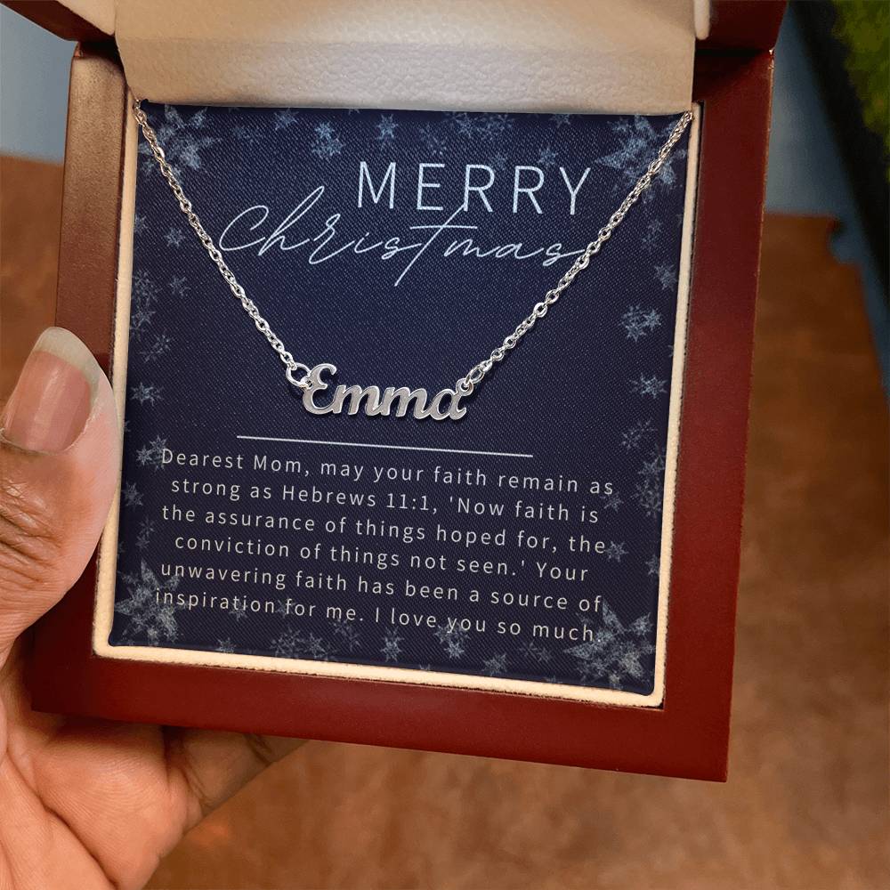 Personalised Name Necklace For Mom ~Hebrews 11:1~ (Horizontal)