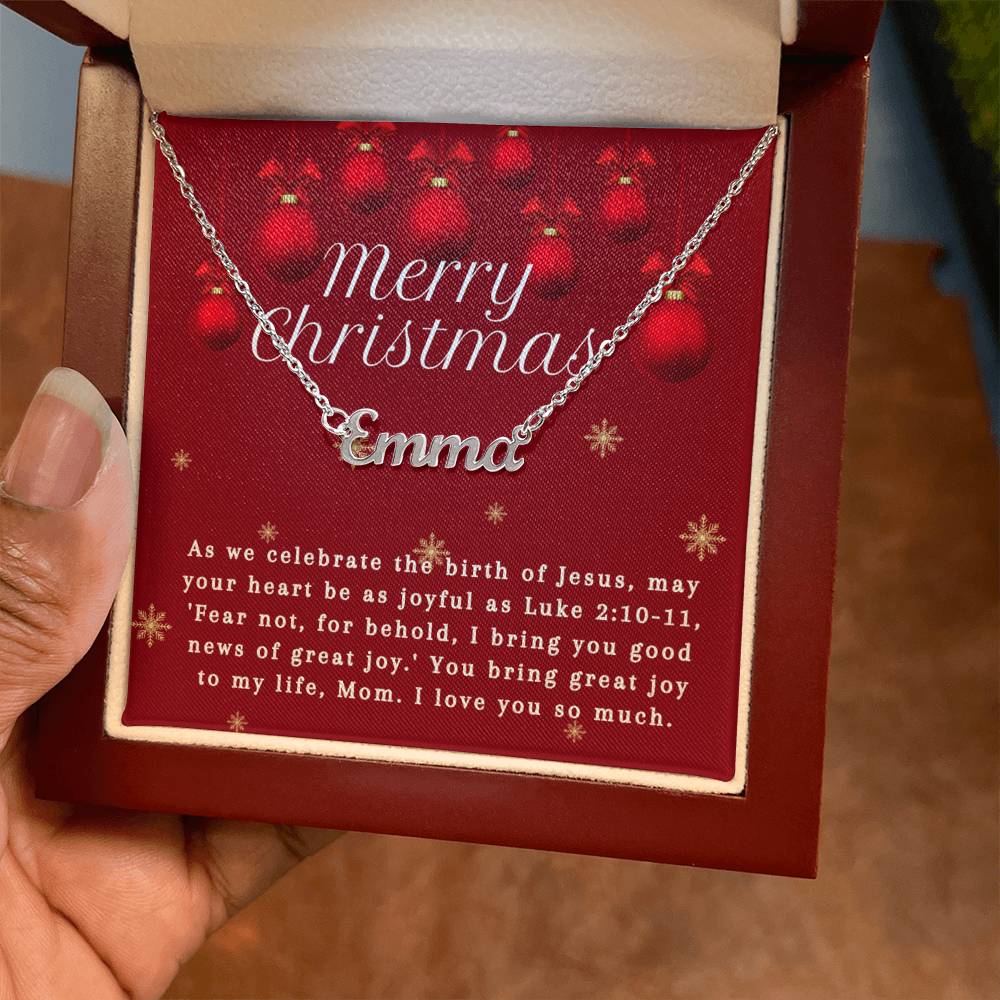 Personalised Name Necklace For Mom ~Luke 2:10-11~ (Horizontal)