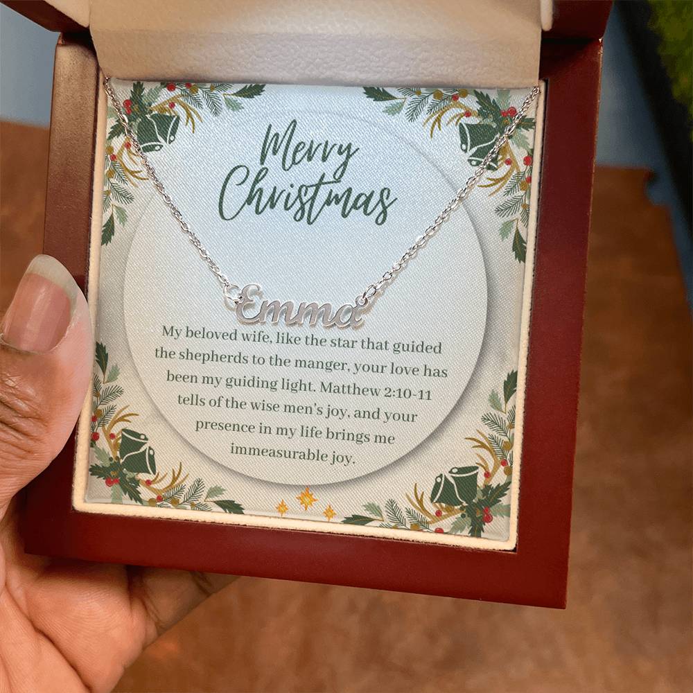 Personalised Name Necklace For Wife ~Matthew 2:10-11~ (Horizontal)