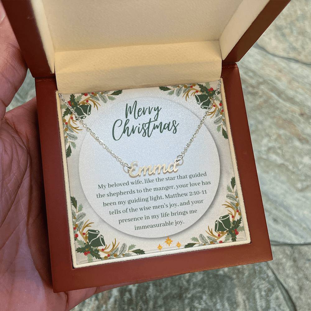 Personalised Name Necklace For Wife ~Matthew 2:10-11~ (Horizontal)