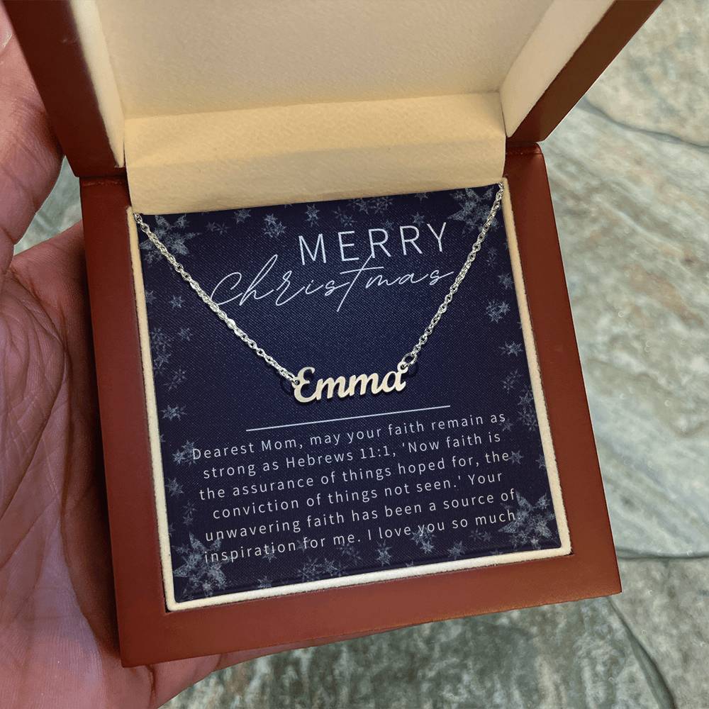 Personalised Name Necklace For Mom ~Hebrews 11:1~ (Horizontal)