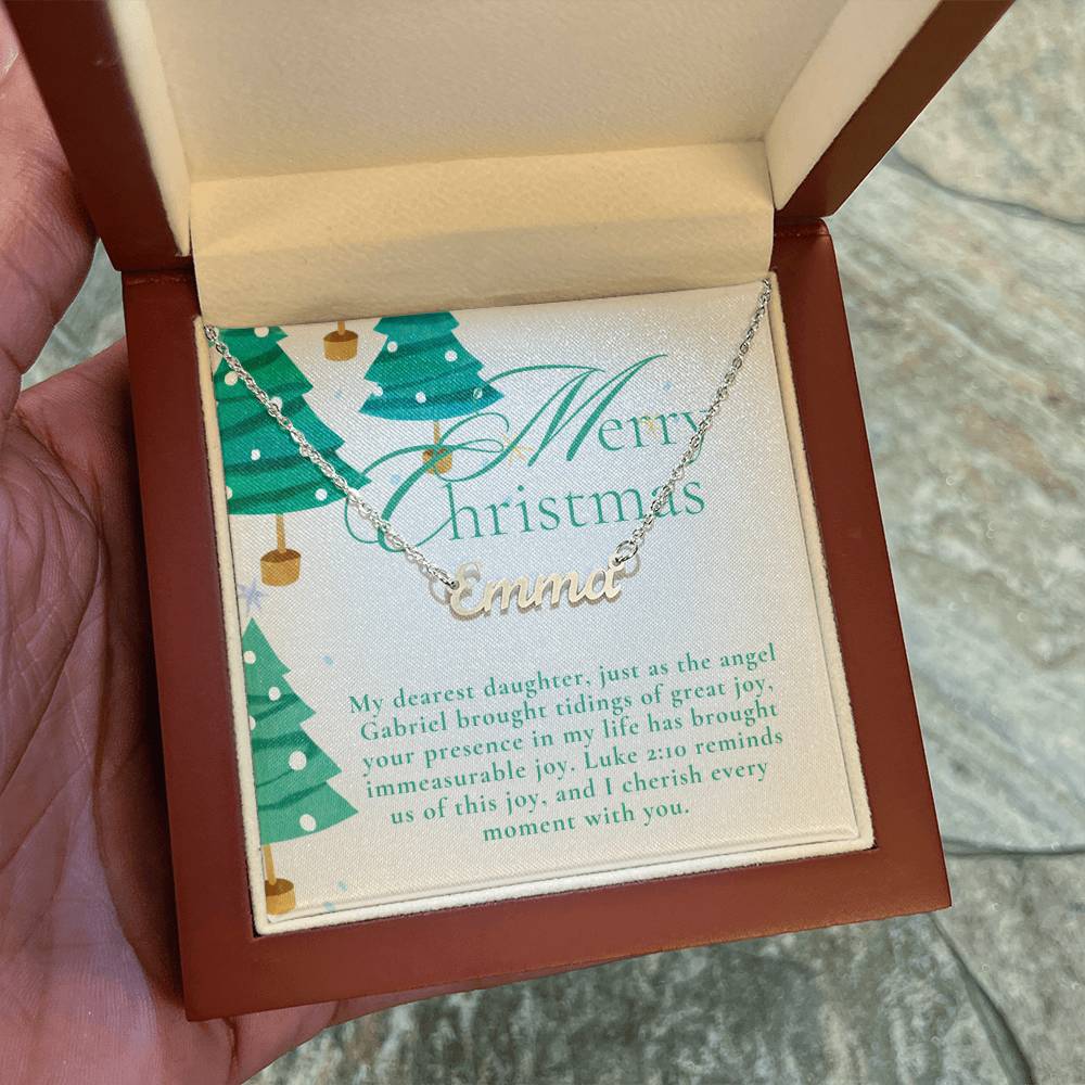 Personalised Name Necklace For Daughter ~Luke 2:10~ (Horizontal)