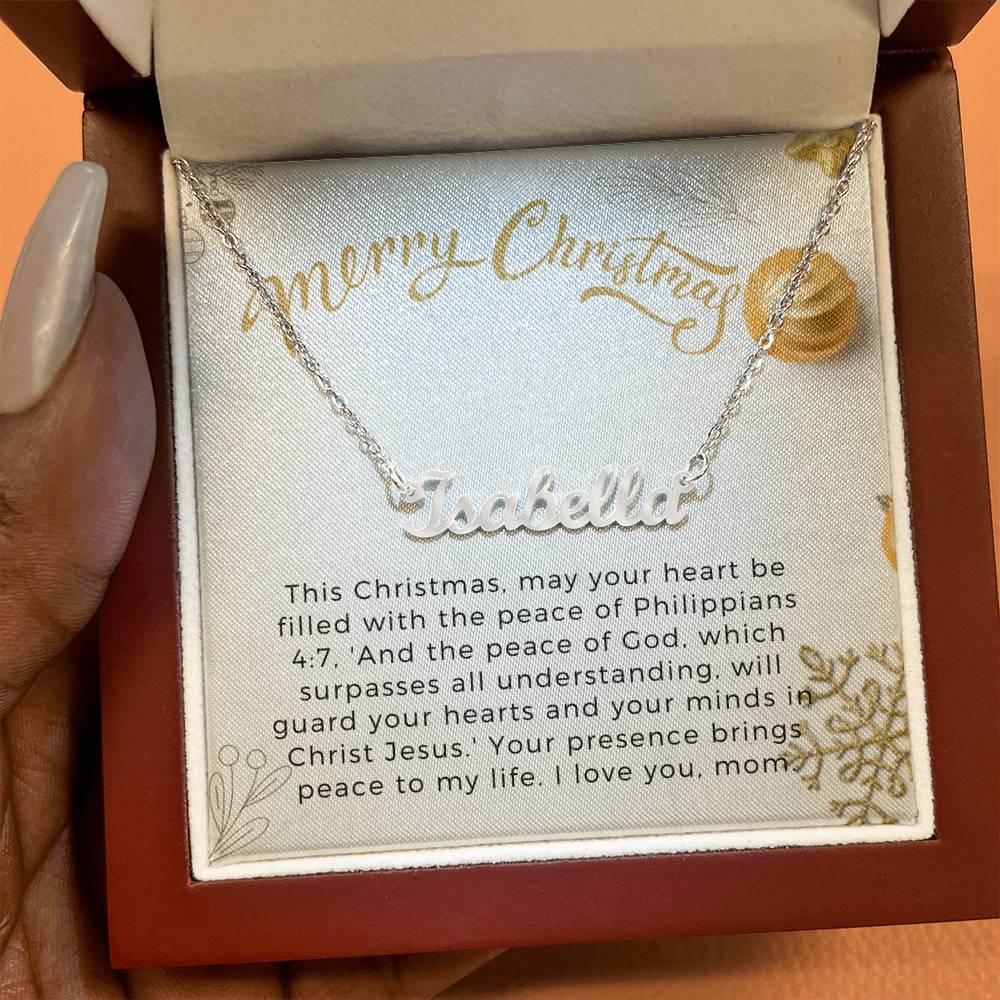 Personalised Name Necklace For Mom ~Philippians 4:7~ (Horizontal)