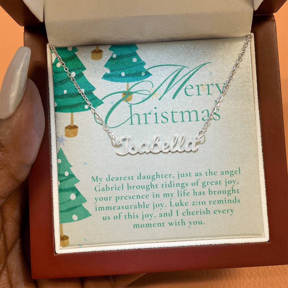 Personalised Name Necklace For Daughter ~Luke 2:10~ (Horizontal)