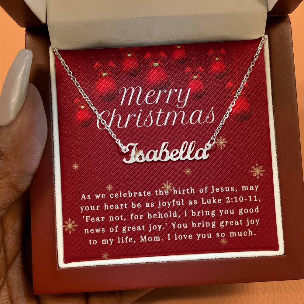 Personalised Name Necklace For Mom ~Luke 2:10-11~ (Horizontal)