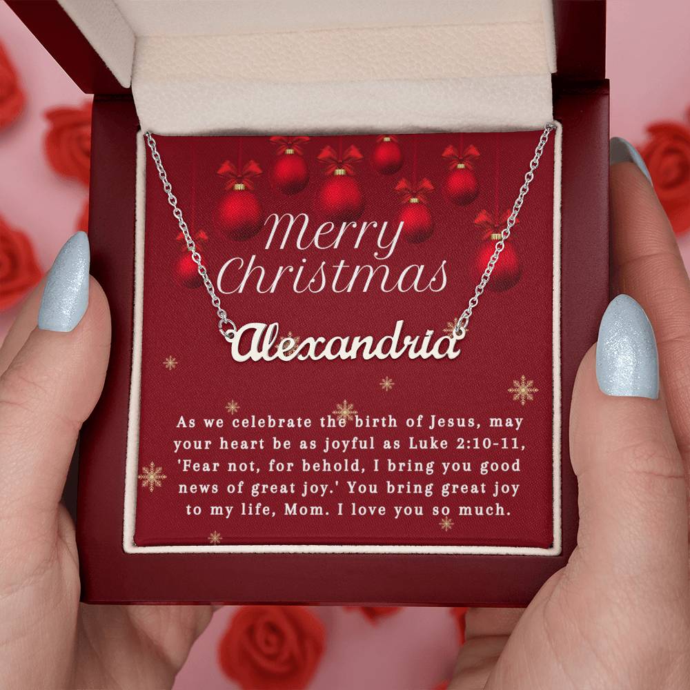 Personalised Name Necklace For Mom ~Luke 2:10-11~ (Horizontal)