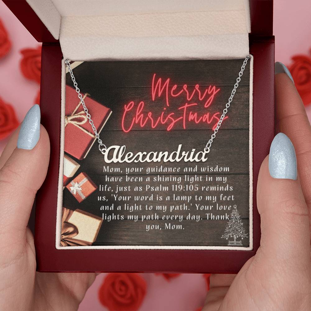 Personalised Name Necklace For Mom ~Psalm 119:105~ (Horizontal)