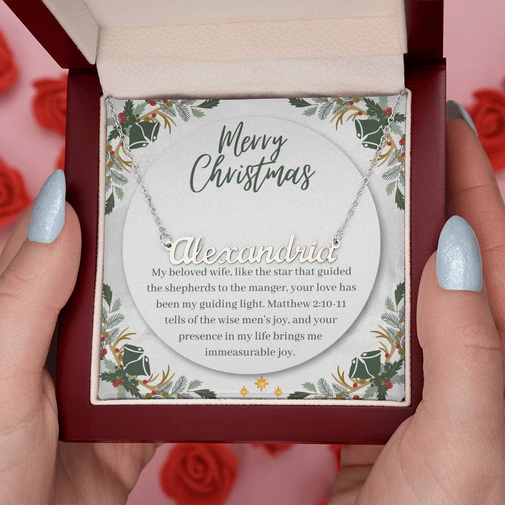 Personalised Name Necklace For Wife ~Matthew 2:10-11~ (Horizontal)