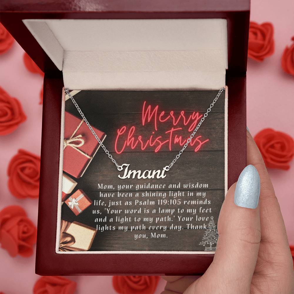 Personalised Name Necklace For Mom ~Psalm 119:105~ (Horizontal)