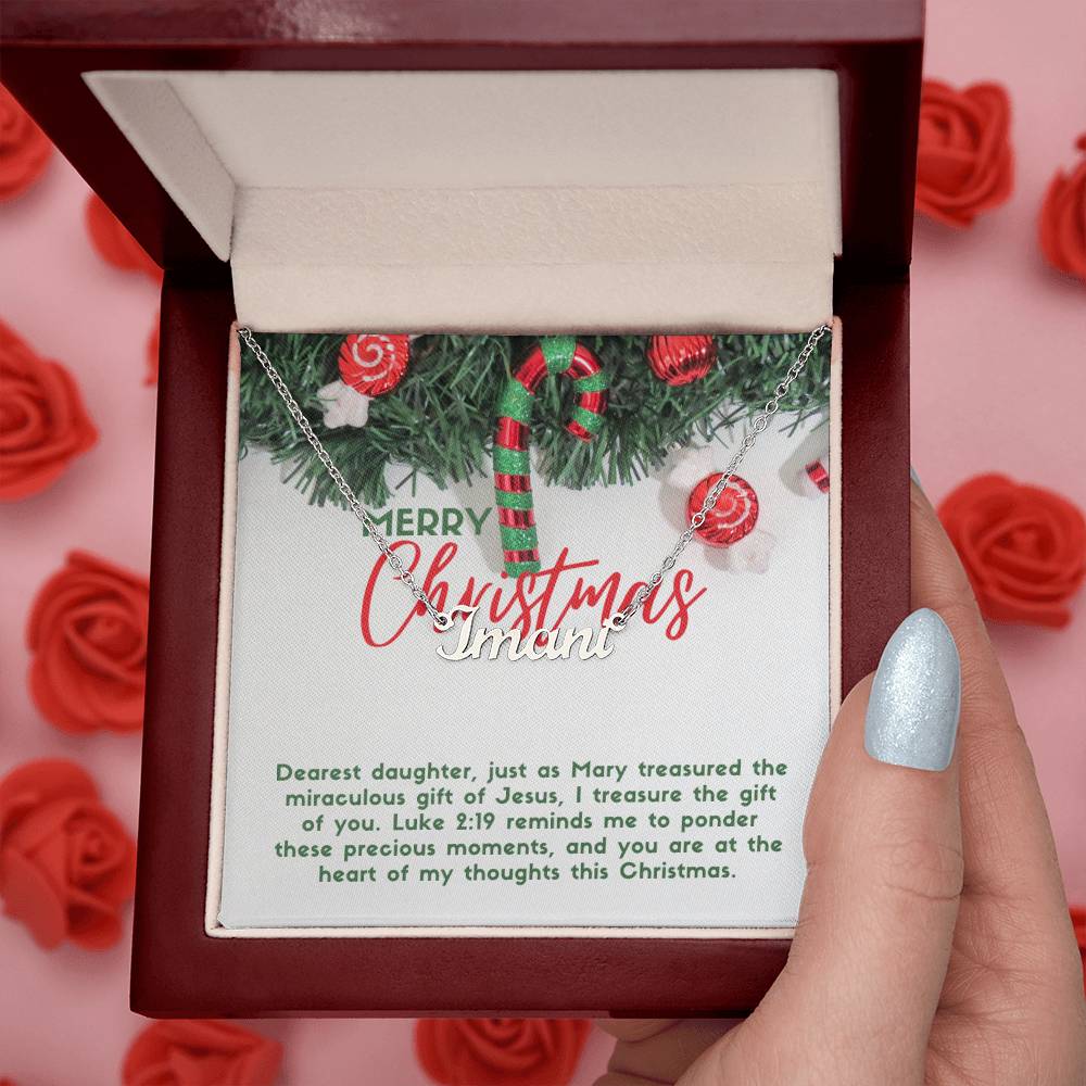 Personalised Name Necklace For Daughter ~Luke 2:19~ (Horizontal)