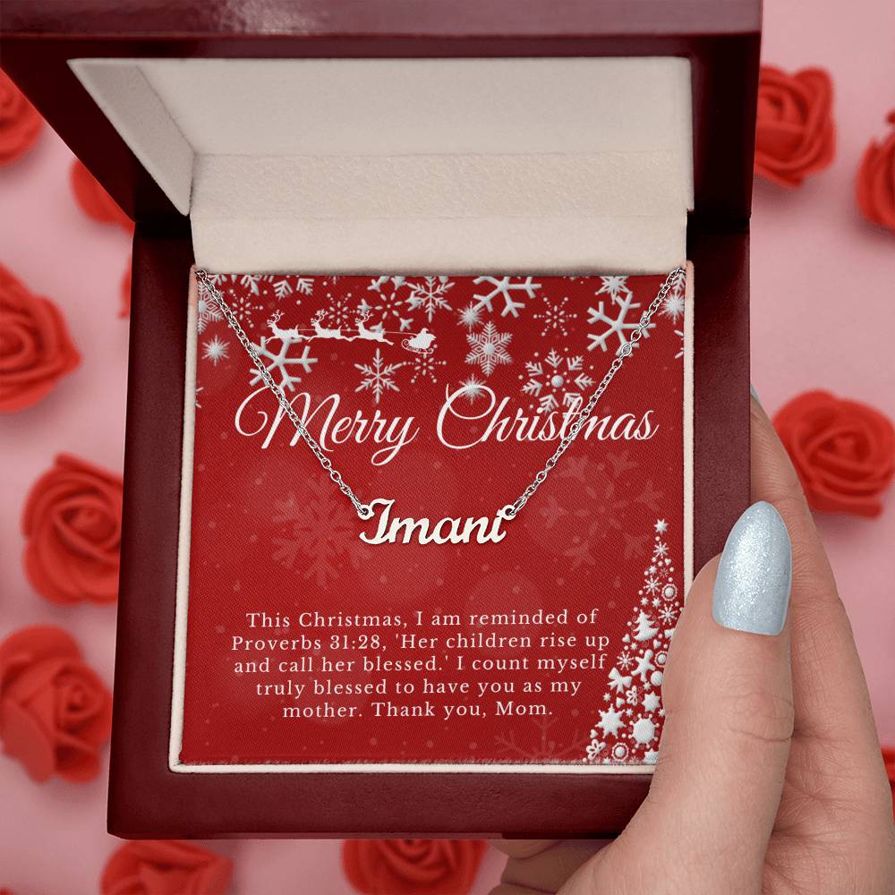 Personalised Name Necklace For Mom ~Proverbs 31:28~ (Horizontal)