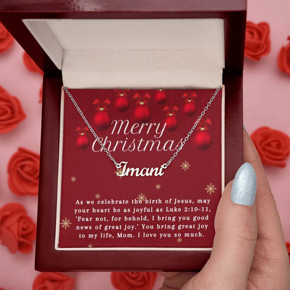 Personalised Name Necklace For Mom ~Luke 2:10-11~ (Horizontal)