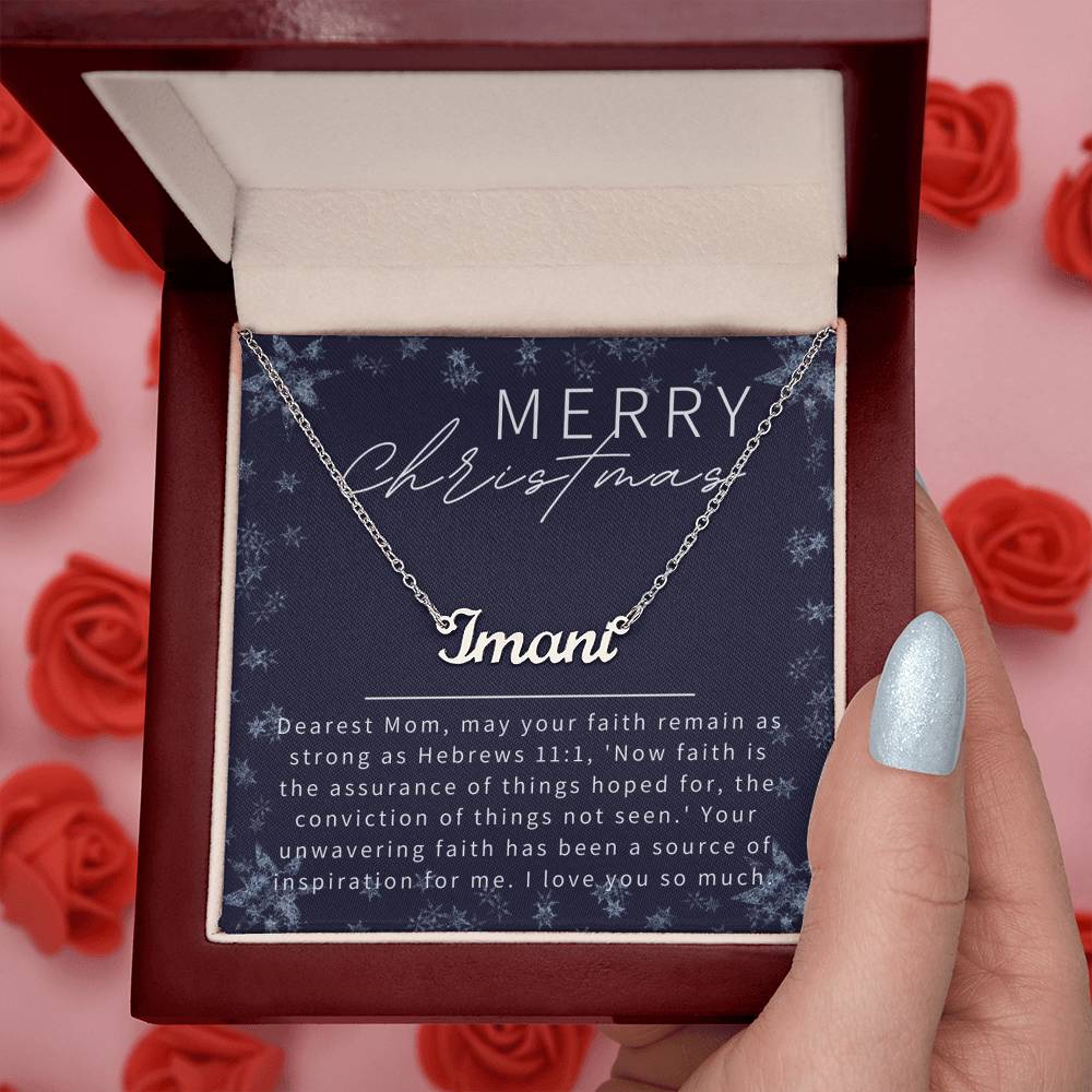 Personalised Name Necklace For Mom ~Hebrews 11:1~ (Horizontal)