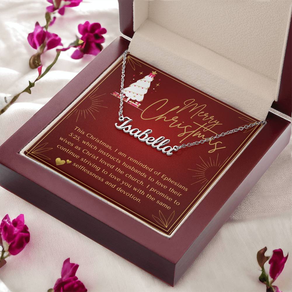 Personalised Name Necklace For Wife ~Ephesians 5:25~ (Horizontal)