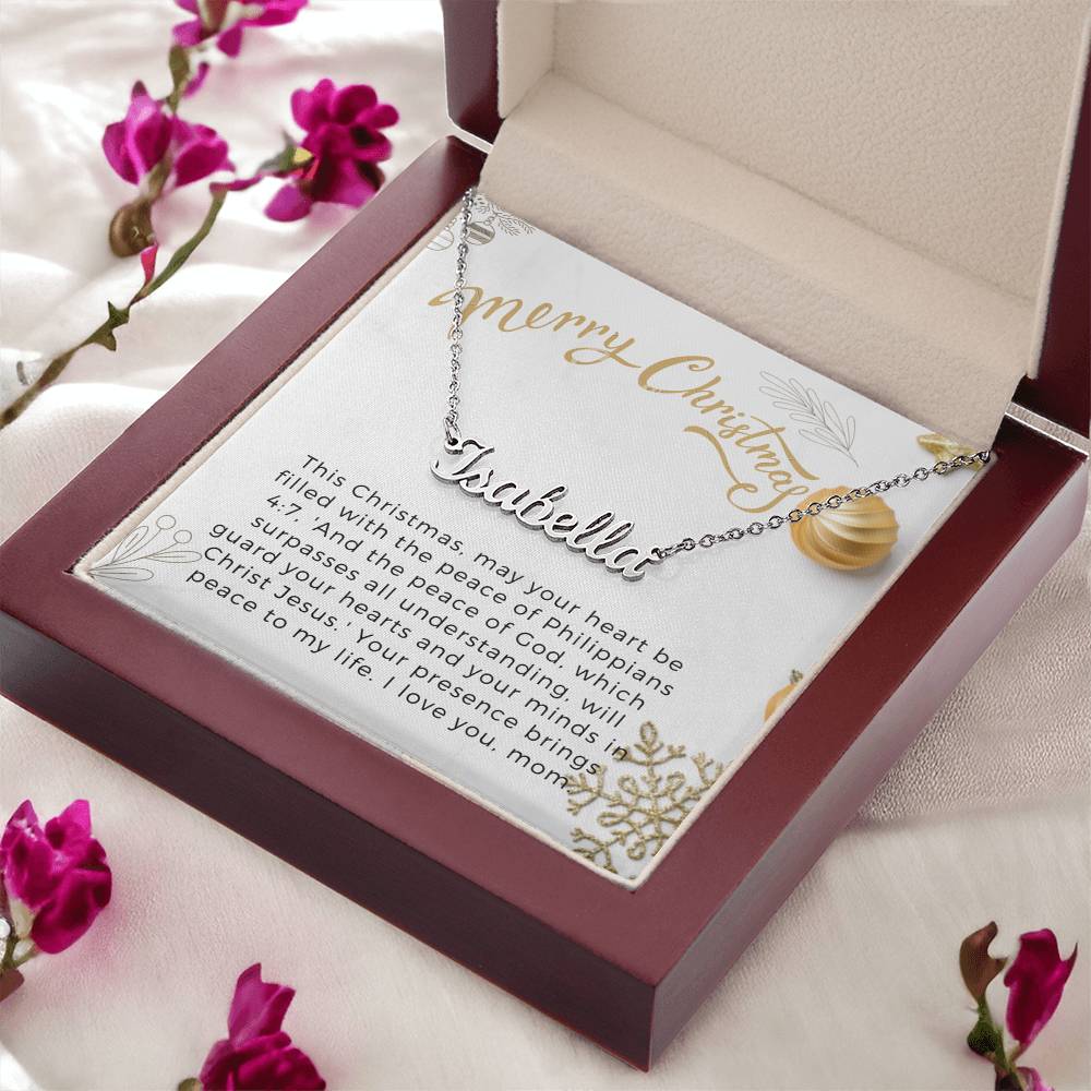 Personalised Name Necklace For Mom ~Philippians 4:7~ (Horizontal)