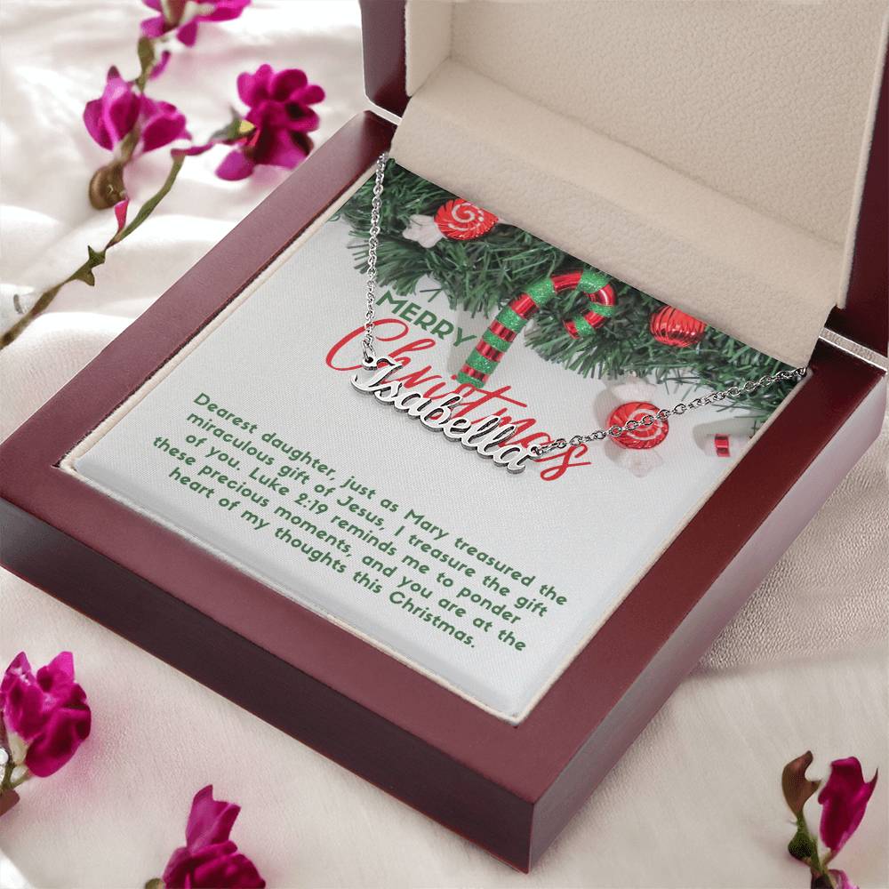 Personalised Name Necklace For Daughter ~Luke 2:19~ (Horizontal)