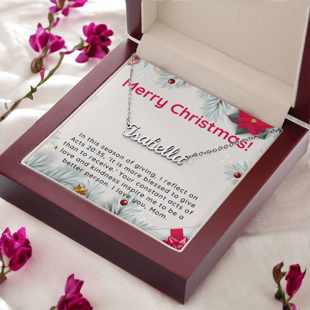 Personalised Name Necklace For Mom ~Acts 20:35~ (Horizontal)