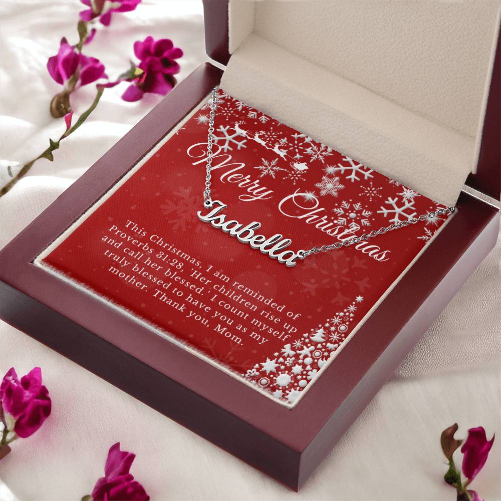Personalised Name Necklace For Mom ~Proverbs 31:28~ (Horizontal)