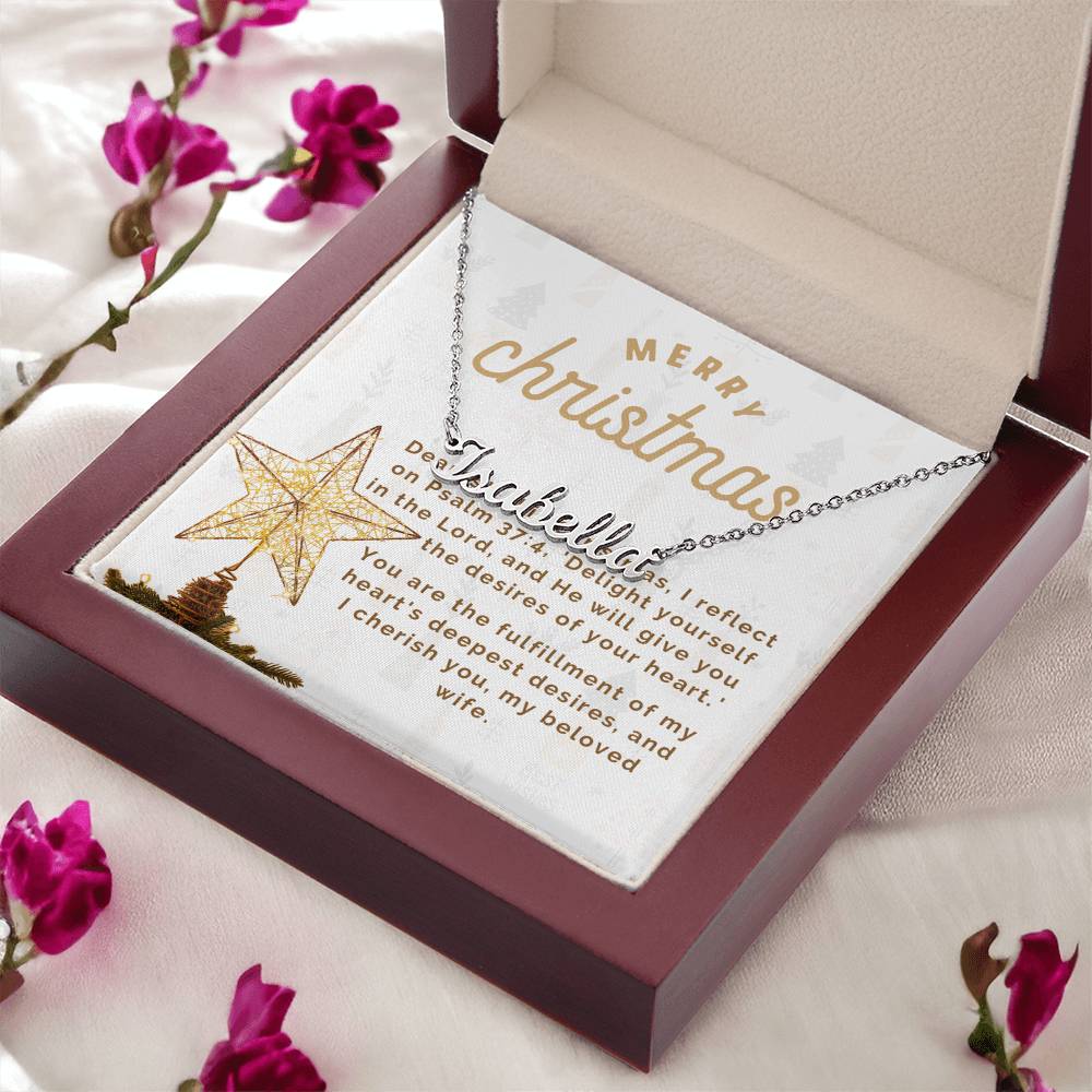 Personalised Name Necklace For Wife ~Matthew 2:10-11~ (Horizontal)