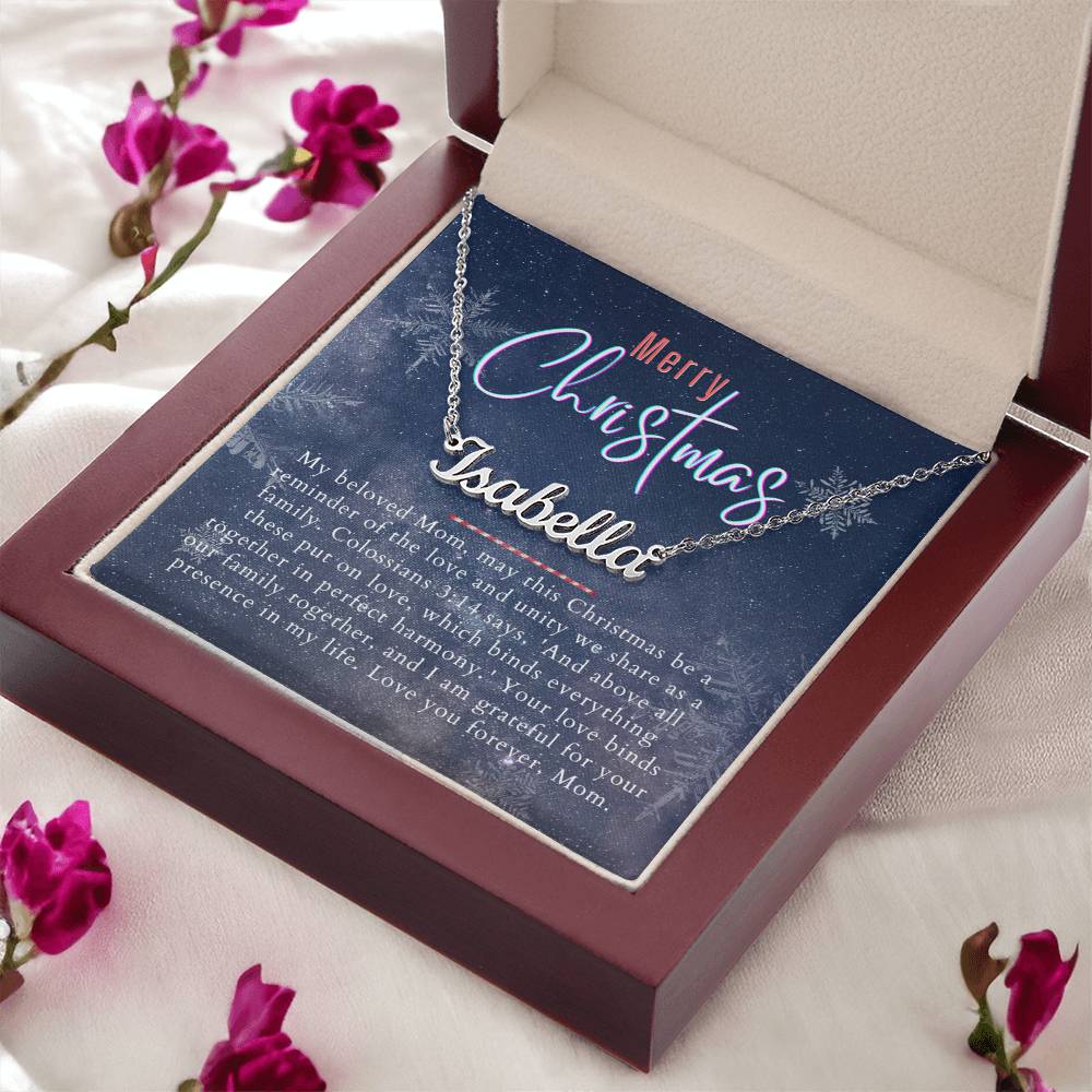 Personalised Name Necklace For Mom ~Colossians 3:14~ (Horizontal)