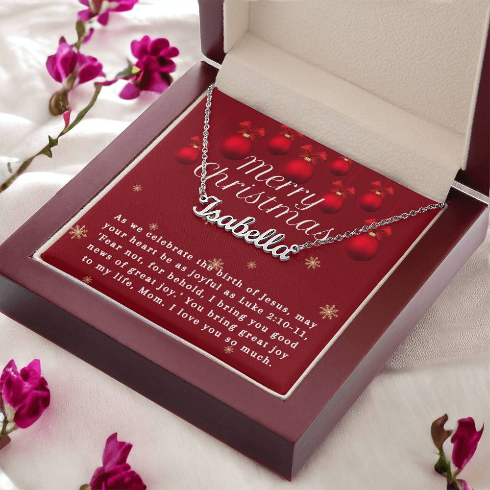 Personalised Name Necklace For Mom ~Luke 2:10-11~ (Horizontal)