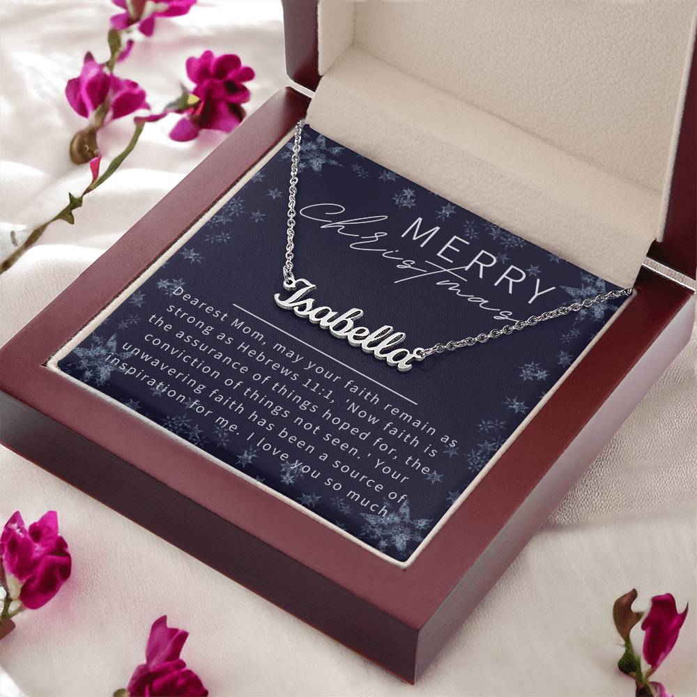Personalised Name Necklace For Mom ~Hebrews 11:1~ (Horizontal)