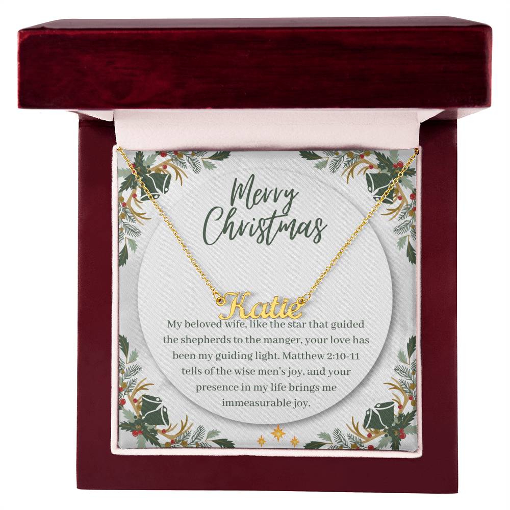 Personalised Name Necklace For Wife ~Matthew 2:10-11~ (Horizontal)