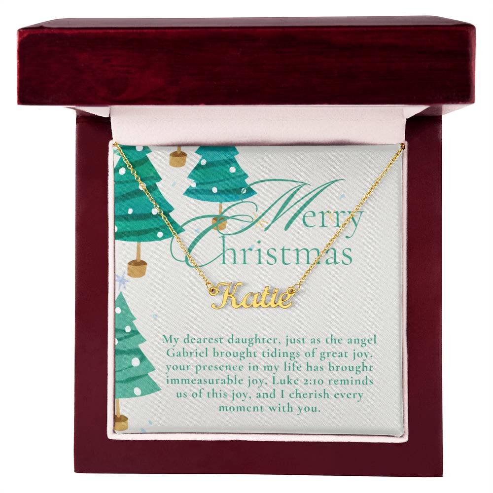 Personalised Name Necklace For Daughter ~Luke 2:10~ (Horizontal)