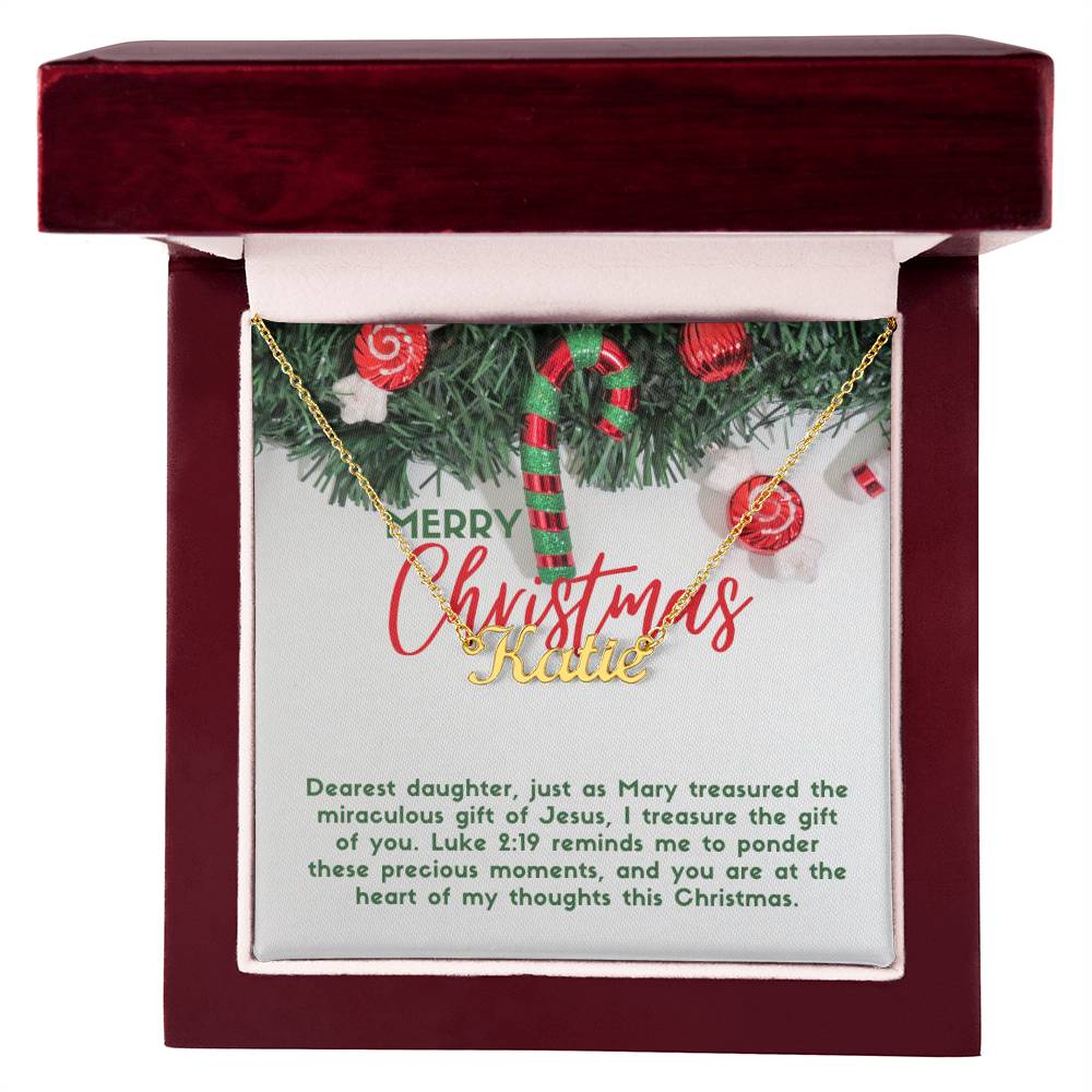 Personalised Name Necklace For Daughter ~Luke 2:19~ (Horizontal)