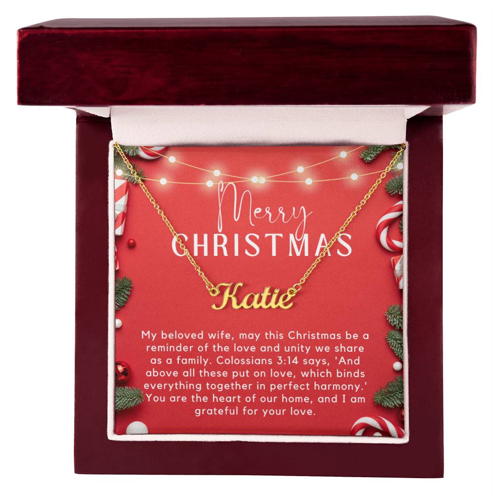 Personalised Name Necklace For Wife ~Colossians 3:14~ (Horizontal)