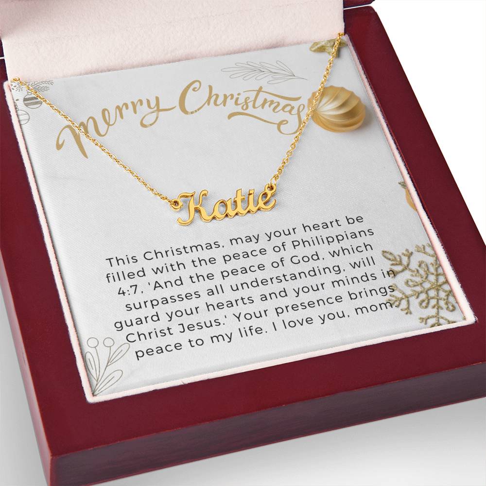 Personalised Name Necklace For Mom ~Philippians 4:7~ (Horizontal)