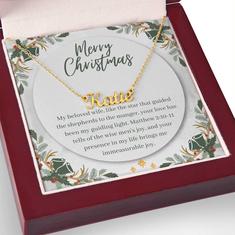 Personalised Name Necklace For Wife ~Matthew 2:10-11~ (Horizontal)