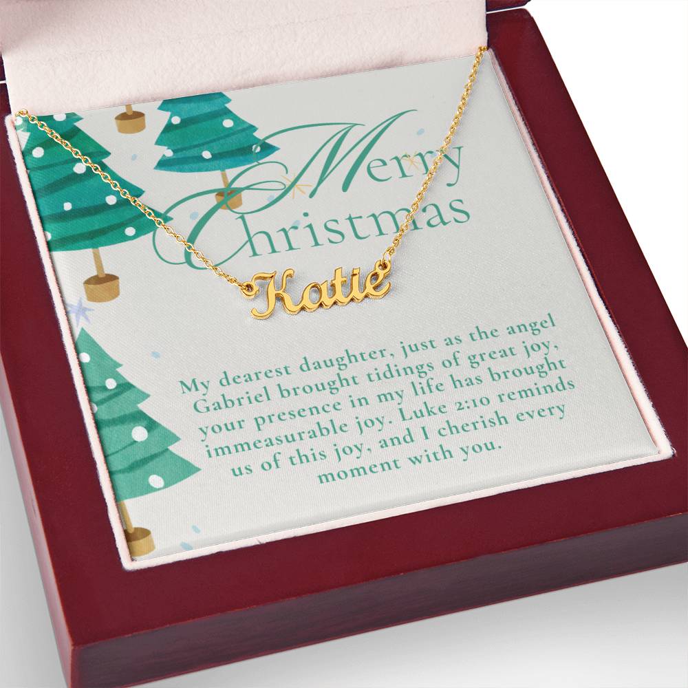 Personalised Name Necklace For Daughter ~Luke 2:10~ (Horizontal)