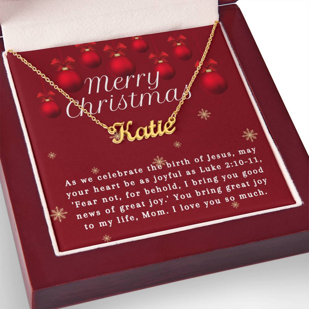Personalised Name Necklace For Mom ~Luke 2:10-11~ (Horizontal)