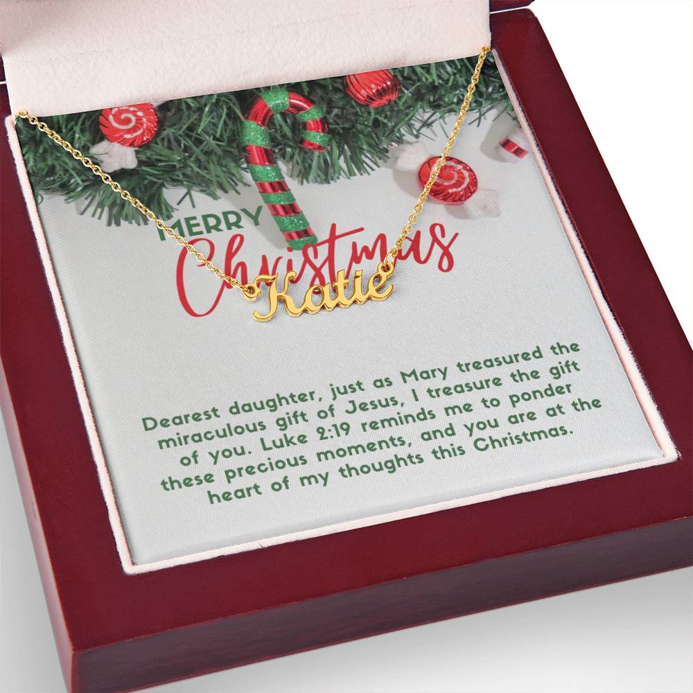 Personalised Name Necklace For Daughter ~Luke 2:19~ (Horizontal)