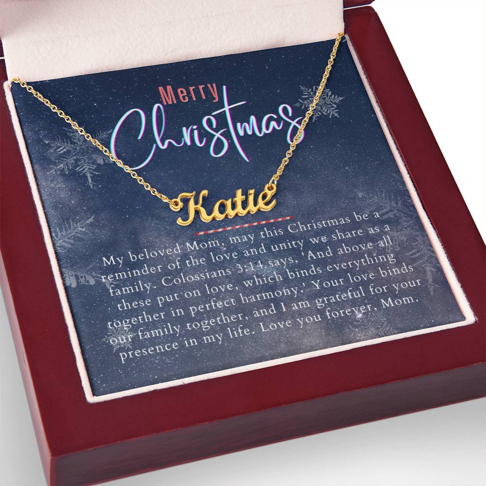 Personalised Name Necklace For Mom ~Colossians 3:14~ (Horizontal)