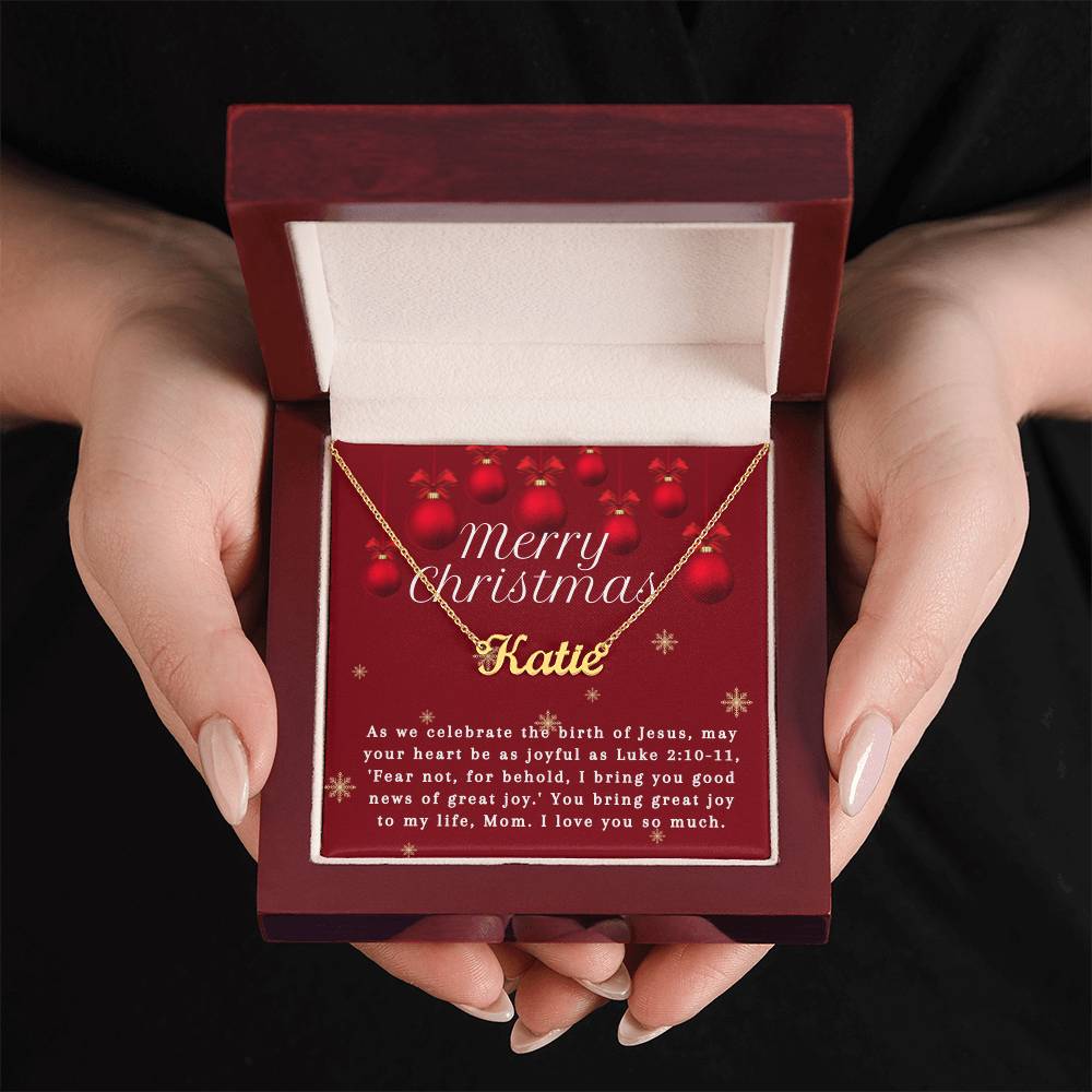 Personalised Name Necklace For Mom ~Luke 2:10-11~ (Horizontal)