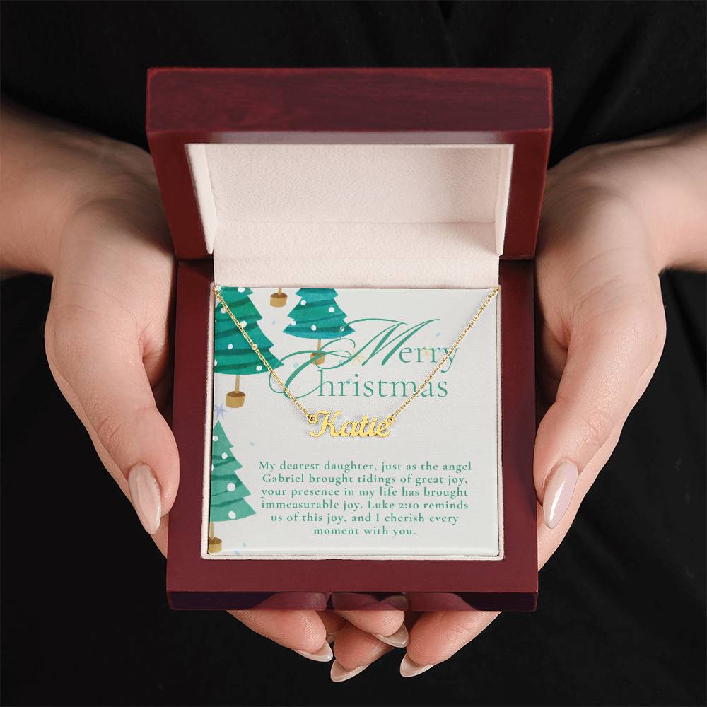 Personalised Name Necklace For Daughter ~Luke 2:10~ (Horizontal)