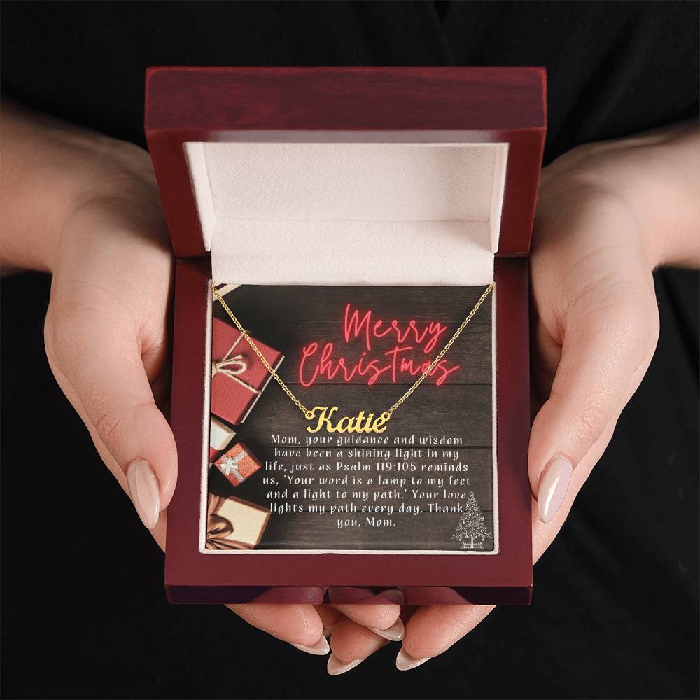 Personalised Name Necklace For Mom ~Psalm 119:105~ (Horizontal)