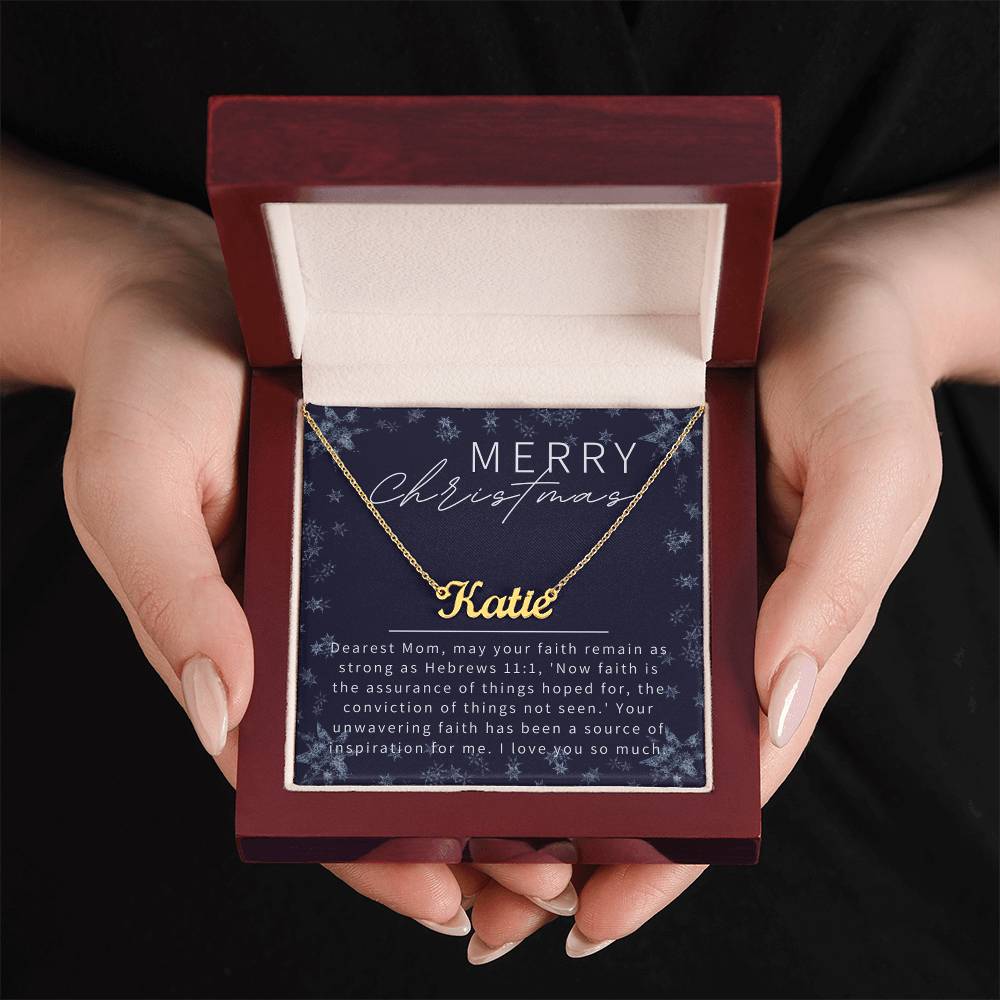 Personalised Name Necklace For Mom ~Hebrews 11:1~ (Horizontal)