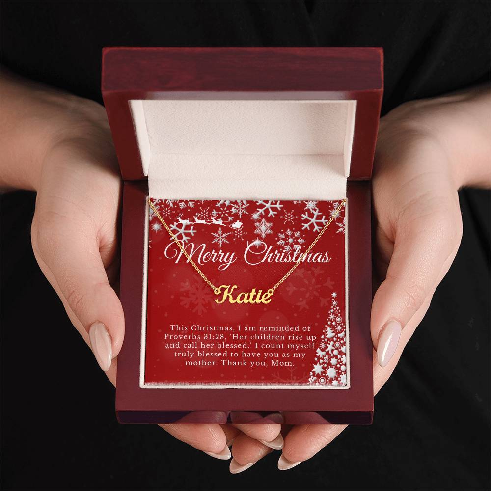 Personalised Name Necklace For Mom ~Proverbs 31:28~ (Horizontal)