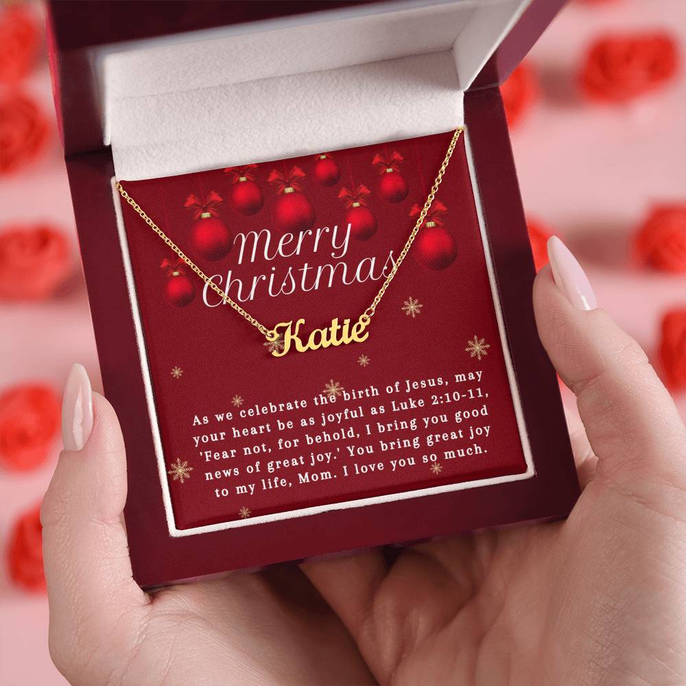 Personalised Name Necklace For Mom ~Luke 2:10-11~ (Horizontal)