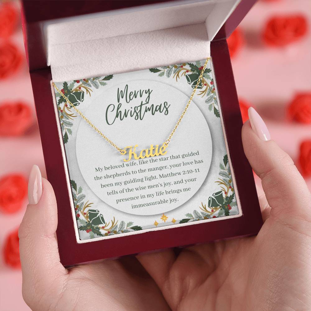 Personalised Name Necklace For Wife ~Matthew 2:10-11~ (Horizontal)