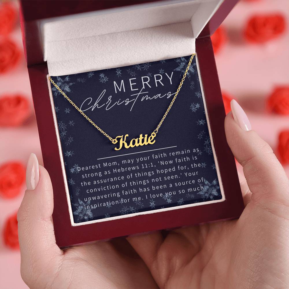 Personalised Name Necklace For Mom ~Hebrews 11:1~ (Horizontal)