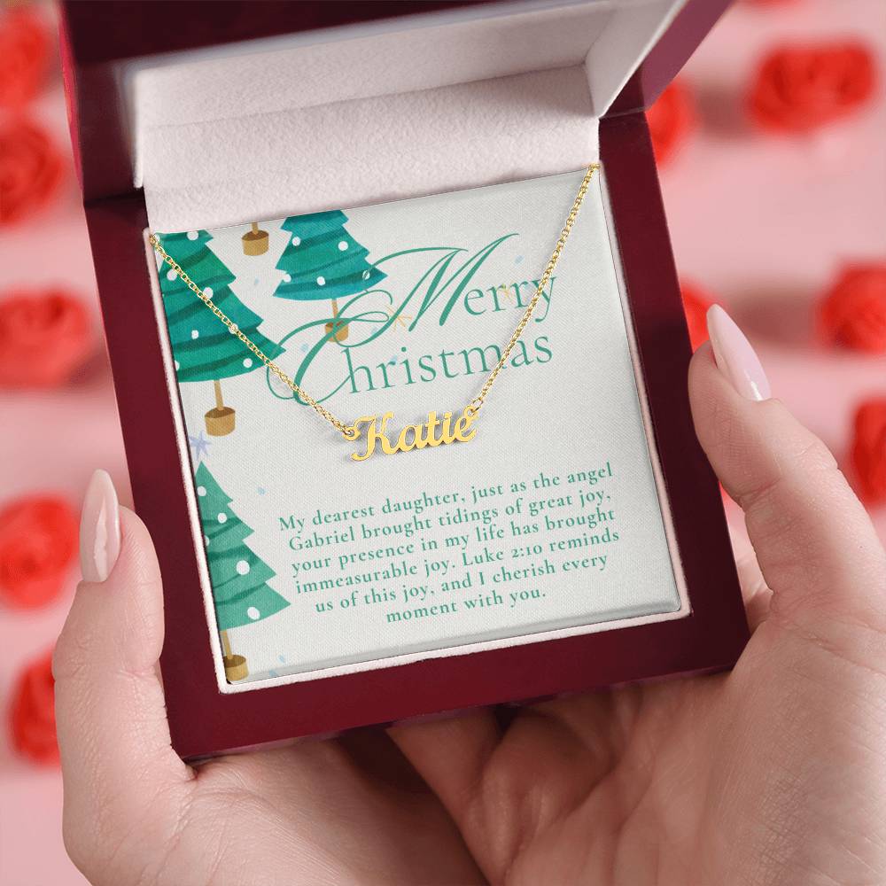 Personalised Name Necklace For Daughter ~Luke 2:10~ (Horizontal)