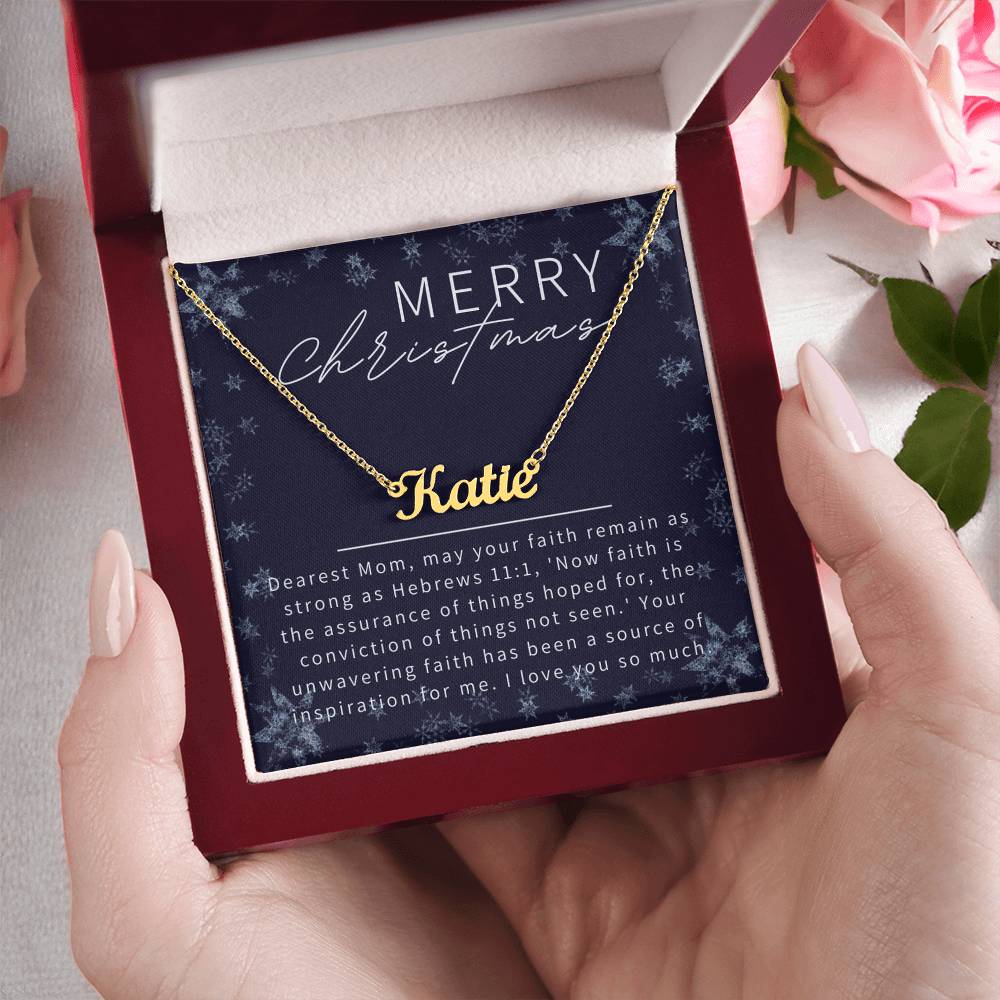 Personalised Name Necklace For Mom ~Hebrews 11:1~ (Horizontal)