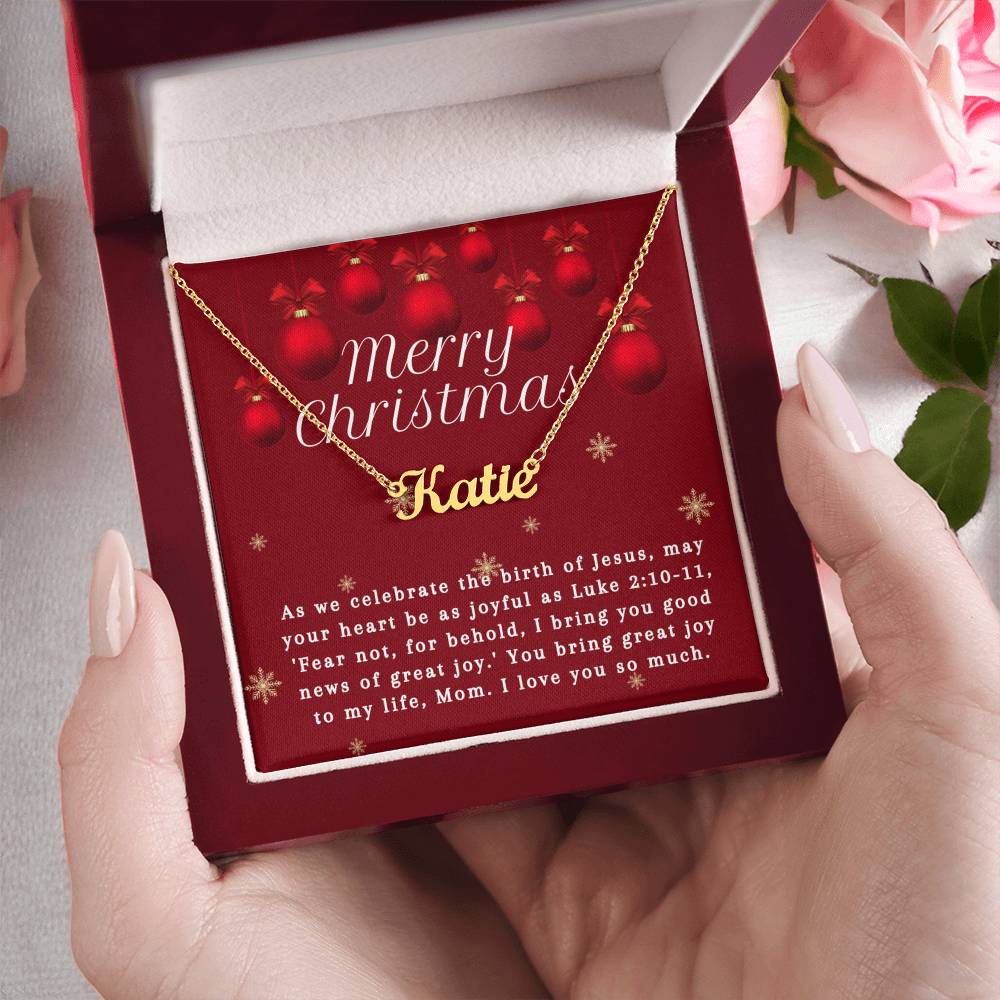Personalised Name Necklace For Mom ~Luke 2:10-11~ (Horizontal)